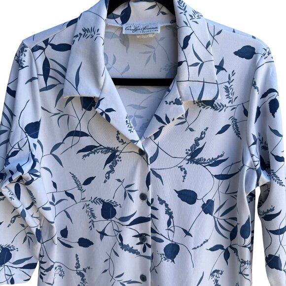 Carolyn Strauss Collection Womens Floral Print 3/4 Sleeve Button-Up Blouse M - Picture 6 of 7